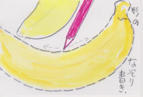 バナナのなぞり書きのイラスト画像